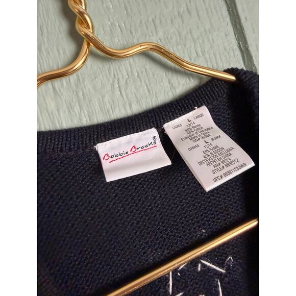 Vintage 90s Bobbie Brooks Holiday Knit Sweater Vest LG Cottagecore - Picture 4 of 6